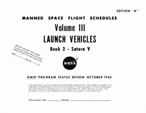 "Manned space flight schedules. Vol. III, launch vehicles : book 3, Saturn V."