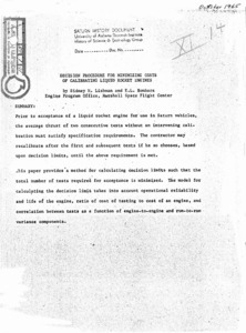 "Decision Procedure for Minimizing Costs of Calibrating Liquid Rocket Engines."