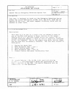 Catalog of launch vehicle tests Saturn V : Apollo/Saturn 502 : Volume 1, Section 2.