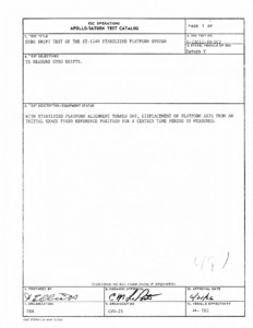 Catalog of launch vehicle tests Saturn V : Apollo/Saturn 502 : Volume 1, Section 10.