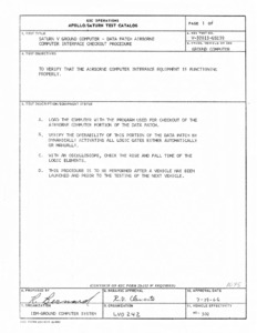 Catalog of launch vehicle tests Saturn V : Apollo/Saturn 502 : Volume 1, Section 20.