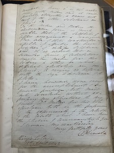 Picture of "The sixth letter from John Frederic Daniell to Michael Faraday" on the constant battery (last page)