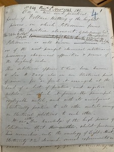 A picture of the unpublished manuscript “On a new and practical form of voltaic battery of the highest powers, in which potassium forms the positive element” (first page)