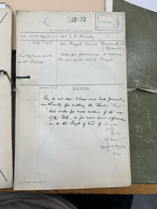 Original application to use the word 'Royal' in the name of the theatre. Anything with that words was strictly preserved for the Crown.