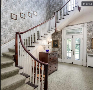 A current photo of the Beirne house interior staircase