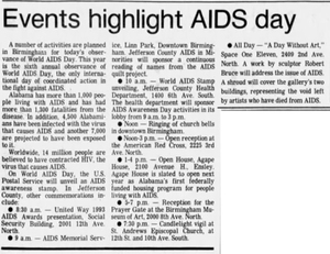 World AIDS Day newspaper clippings