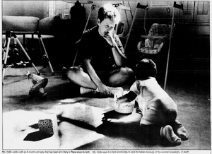 Glenda Hollis and 8-month-old at A Baby's Place