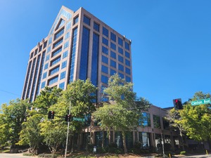View of the old location of First Baptist Church Huntsville from Clinton Ave W.