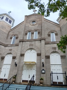View of the entrance of the St. Mary's Church of the Visitation on Jefferson St. N.
