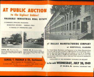 Dallas Mill auction pamphlet, 1949 