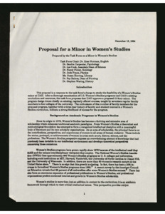 Proposal for a Minor in Women's Studies