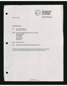 "Nomination for Women's Studies Program Director"