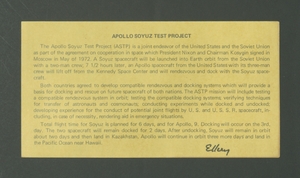 Apollo Soyuz Test Project information card.