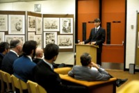 David Christensen speaking at the dedication of the Willy Ley Collection at the UAH Library.