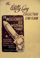 Painted sign advertising the Willy Ley Collection at the UAH Library.