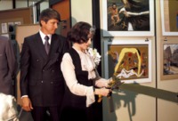Olga Ley cutting the ribbon at the opening of the Willy Ley Collection at the UAH Library.