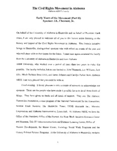 Digitized transcription of VHS tape of "Early Years of the Movement" (Part II).