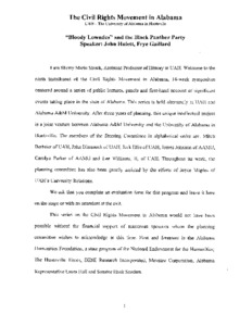 Digitized transcription of VHS tape of "Bloody Lowndes and the Black Panther Party".