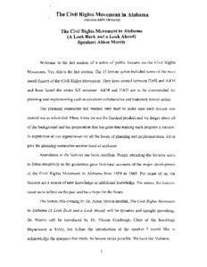 Digitized transcription of VHS tape of "The Civil Rights Movement in Alabama (A Look Back and a Look Ahead)".