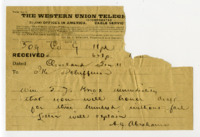 Telegram and a handwritten letter from A. J. Abrahams to S. Schiffman.