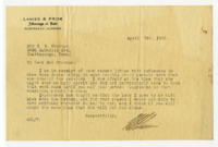 Letter to Mrs. E. H. Grosser from M. H. Lanier.