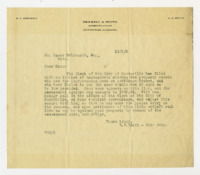Letter to Oscar Goldsmith from R. E. Smith.