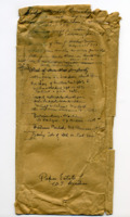 List of contents written on an envelope.