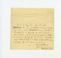 Handwritten note regarding debts owed.