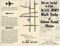 "You Are Invited to Visit.. the U.S. ARMY Missile Display at Redstone Arsenal, Alabama."