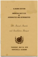 Program from the Alabama Section of the American Institute of Aeronautics and Astronautics 27th Annual Awards and Installation Banquet.