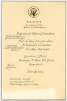 Menu from the dinner honoring the Apollo 11 astronauts.
