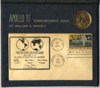 Official first day cover commemorating the Apollo 11 moon landing.