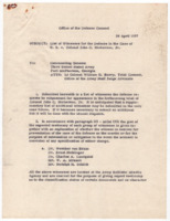 Witness list as submitted to the Comannding General, Third United States Army.