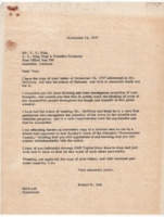 Correspondence between T. C. King and Robert K. Bell and various attached letters.