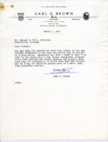 Correspondence between Robert K. Bell and Carl C. Brown.