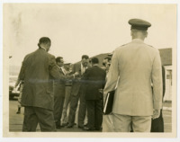 Photo of Ray H. Jenkins surrounded by press.