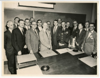 Photo of General John Bruce Medaris, Dr. Wernher von Braun, and associates.