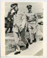 Photo of General John Bruce Medaris and another man in an Army uniform.