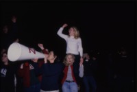 Delta Zeta sisters at the 2001 Homecoming bonfire.