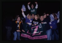 Delta Zeta sisters at the 2001 Homecoming bonfire.