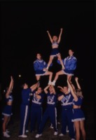 UAH cheerleaders perform at the 2001 Homecoming bonfire.