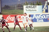 UAH men's soccer team in action vs. Alabama A&amp;M University.