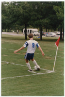 Chris O'Halloran corner kick during men's soccer game vs. Bellarmine University.