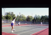 Scene from a tennis match at the Spragins Hall tennis courts.