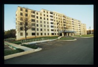 View of Central Campus Residence Hall looking toward the library.