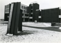 View of Roberts Hall in the snow.