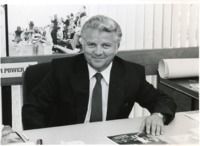 Ostap Stromecky at his desk.