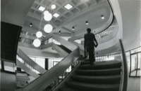 View of the central staircase in the UAH Library.