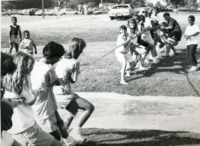 UAH students playing tug of war.