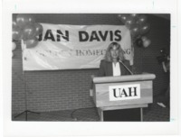 Jan Davis speaking at a UAH event held in her honor.